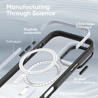 FLOLAB Surtect Tri-Fusion Magnetic for iPhone 16 Series Phone Case Black Frame Matte Translucent